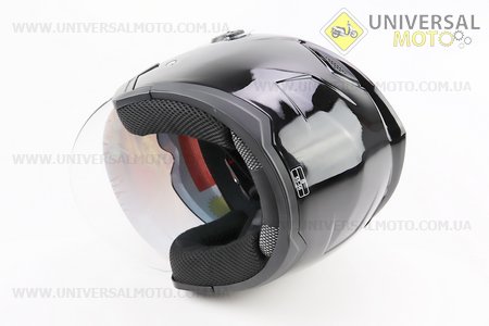 Шолом відкритий+окуляри HF-223 S, ЧОРНИЙ глянець (можливі потертості, дефекти фарбування). FXW (Шоломи / UM3603-V12)