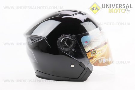 Шолом відкритий+окуляри HF-223 S, ЧОРНИЙ глянець (можливі потертості, дефекти фарбування). FXW (Шоломи / UM3603-V12)