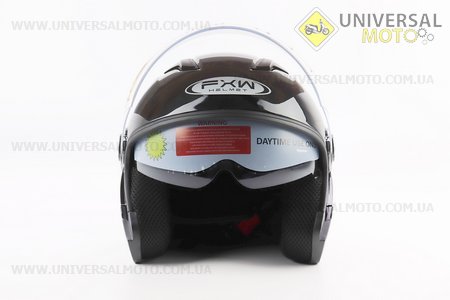 Шолом відкритий+окуляри HF-223 S, ЧОРНИЙ глянець (можливі потертості, дефекти фарбування). FXW (Шоломи / UM3603-V12)