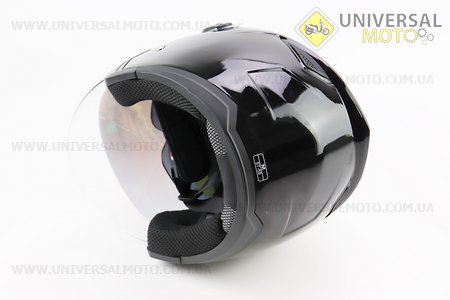 Шолом відкритий+окуляри HF-223 M, ЧОРНИЙ глянець (можливі потертості, дефекти фарбування). FXW (Шоломи / UM3603-V13)