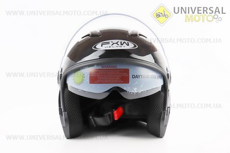 Шолом відкритий+окуляри HF-223 M, ЧОРНИЙ глянець (можливі потертості, дефекти фарбування). FXW (Шоломи / UM3603-V13)