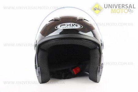 Шолом відкритий+окуляри HF-223 M, ЧОРНИЙ глянець (можливі потертості, дефекти фарбування). FXW (Шоломи / UM3603-V13)