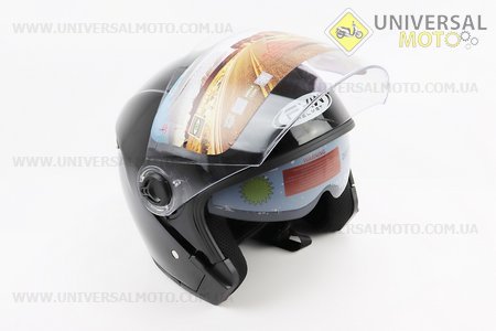 Шолом відкритий+окуляри HF-223 L, ЧОРНИЙ глянець (можливі потертості, дефекти фарбування). FXW (Шоломи / UM3603-V14)