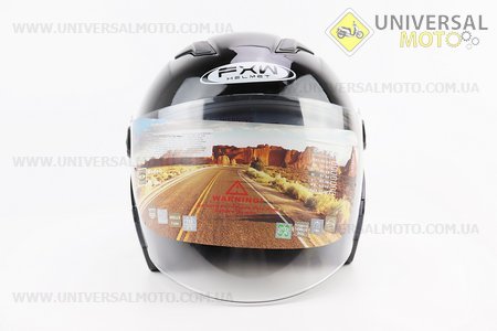 Шолом відкритий+окуляри HF-223 L, ЧОРНИЙ глянець (можливі потертості, дефекти фарбування). FXW (Шоломи / UM3603-V14)