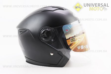 Шолом відкритий+окуляри HF-223 M, ЧОРНИЙ матовий (можливі потертості, дефекти фарбування). FXW (Шоломи / UM3603-V17)