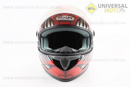 Шолом інтеграл, закритий HF-122 XXL, ЧОРНИЙ глянець з червоно-сірим малюнком IRON Q238 (можливий непрацюючий повітрозабірник, потертості). FXW (Шоломи / UM3603-V20)