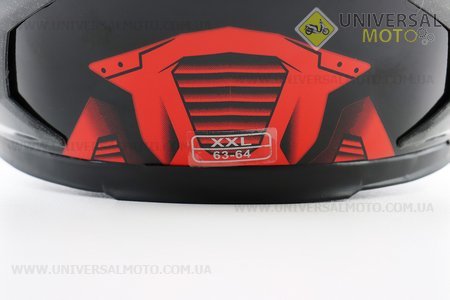 Шолом інтеграл, закритий HF-122 XXL, ЧОРНИЙ глянець з червоно-сірим малюнком IRON Q238 (можливий непрацюючий повітрозабірник, потертості). FXW (Шоломи / UM3603-V20)