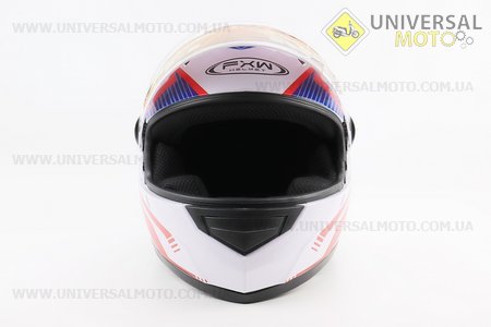 Шолом інтеграл, закритий HF-111 L, БІЛИЙ глянець з синьо-червоним малюнком Q249 (можливі потертості). FXW (Шоломи / UM3603-V23)