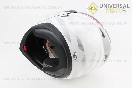 Шолом модуляр, закритий з відкидним підборіддям+відкидні окуляри HF-119 L, БІЛИЙ глянець з чорно-сірим малюнком. FXW (Шоломи / UM3603-V24)