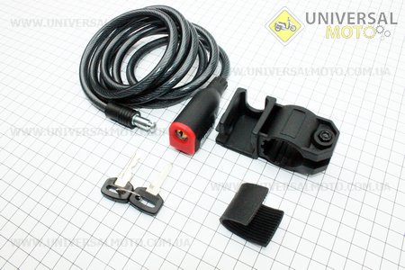 Замок противоугонный тросовый 1500х8мм под ключ, крепл. за трубу сидения, SCL-925. SPELLI (Аксессуары / UM4036-V55)