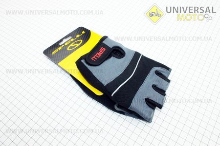 Перчатки без пальцев L-черно-серые, с гелевыми вставками под ладонь SCG-345