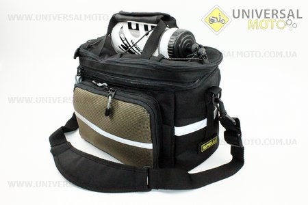 Сумка трансформер на багажник, раскладные боковые карманы, светоотражающие полосы,черно-серая SCB-302
