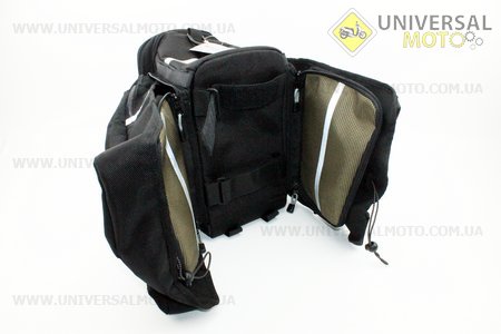 Сумка трансформер на багажник, раскладные боковые карманы, светоотражающие полосы,черно-серая SCB-302