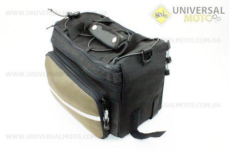 Сумка трансформер на багажник, раскладные боковые карманы, светоотражающие полосы,черно-серая SCB-302