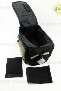 Сумка трансформер на багажник, раскладные боковые карманы, светоотражающие полосы,черно-серая SCB-302