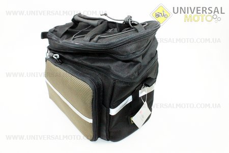 Сумка трансформер на багажник, раскладные боковые карманы, светоотражающие полосы,черно-серая SCB-302