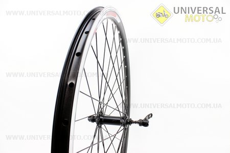 Колесо 26" переднее MTB "капля" обод алюминиевый, втулка 14Gx36H в сборе, крепл. ексцентрик "ZX Gravity"