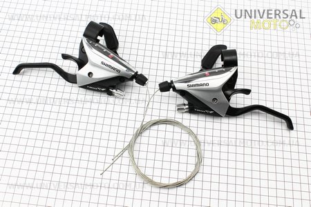 Переключатель с рычагом "манетка" левая (3ск) + прав.(8ск) комплект ST-EF 60. SHIMANO (Велозапчасти / UM4040-V37)