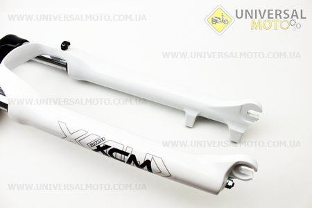 Вилка 26" амортизационная, без резьбы 1-1/8" (28,6мм), шток 255мм, с ходом 100мм, Disk-brake, Preload, алюминиевая, белая SF13-XCM