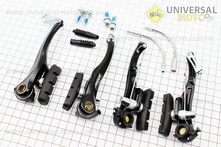 Тормоз V-brake задний + передний в сборе 110мм, черные тип 1. ARTEK (Велозапчасти / UM4060-V76)