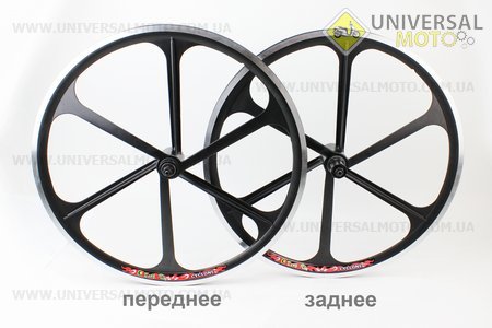 Колесо литое 26" заднее МТВ под кассету 8-9-10зв + переднее в сборе, пром-подшипники 6200-6000 2RS, под диск. тормоз, крепл. эксцентрик