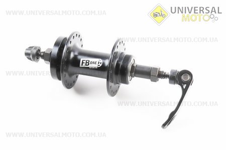 Втулка задня MTB алюмінієва 14Gx36H під вольнобег, дискові гальма, 2 пром-підшипники 6200 2RS, крепл. ексцентрик, чорна FB-A208В. FB ONE (Велозапчастини / UM4064-V65)