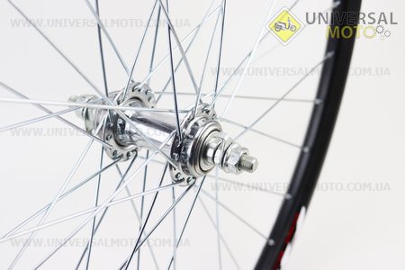 Колесо 26 "переднє MTB обід алюмінієвий, втулка 14Gx36H в зборі, під дискові гальмаа (різьба), кріплення Гайка "RACE 26". Китай (Велоколеса / UM4065-V27)