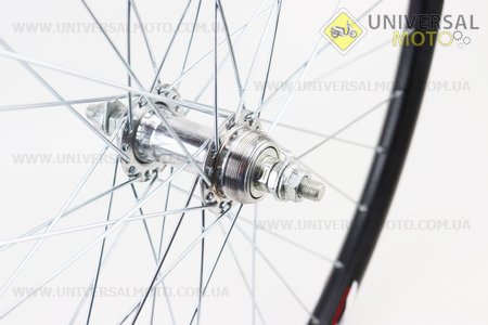 Колесо 26 "переднє MTB обід алюмінієвий, втулка 14Gx36H в зборі, під дискові гальмаа (різьба), кріплення Гайка "RACE 26". Китай (Велоколеса / UM4065-V27)