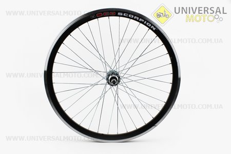 Колесо 24" заднее МТВ "капля" обод алюминиевый, втулка 14Gх36Н в сборе, под вольнобег, крепл. гайка "SCORPION". Китай (Велоколёса / UM4065-V31)
