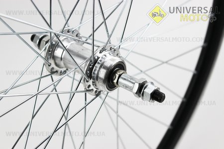 Колесо 26" заднее MTB "капля" обод и втулка алюминиевые 14Gx36H в сборе, пром-подшипники 6200 2RS, под вольнобег, крепл. гайка "SCORPION". Китай (Велозапчасти / UM4065-V86)