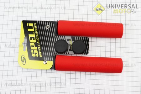 Рукоятки керма 130мм, силіконові комплект, червоні SBG-6108. SPELLI (Велозапчастини / UM4066-V07)