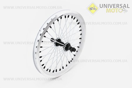 Колесо 16" переднее "капля" обод алюминиевый, втулка 11Gx36H в сборе, крепл. гайка, белое "ZX Gravity". Китай (Велозапчасти / UM4067-V86)
