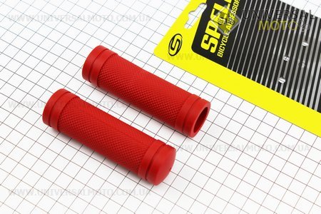 Рукоятки руля 90мм на детский велосипед, комплект, красные SBG-660S. SPELLI (Велозапчасти / UM4069-V06)