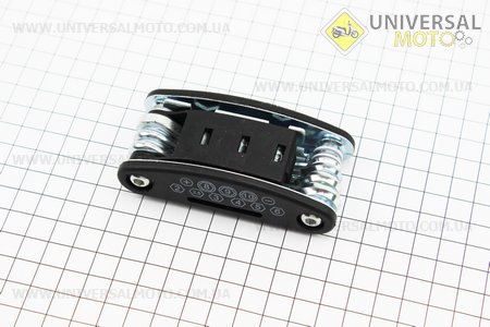 Ключ-набор 15предметов (шестигранники 2,2.5,3,4,5,6мм, спицной ключ, отвёртки прямая и фигурная, головки 8,9,10мм, гаечные ключи 8,10,15мм), KL-9802. Китай (Велоинструмент / UM4070-V85)