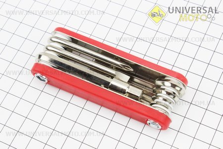 Ключ-набір 9предметов (шестигранники 2,2.5,3,4,5,6,8мм, викрутки пряма і фігурна). Китай (Велоінструмент / UM4072-V19)