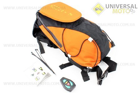 Рюкзак влагозащитный 5 литр., с диодным указателем направления, пульт дистанционного управления, Li-ion 4.2V 650mAh зарядка от USB, оранжевый. Китай (Велоэкипировка / UM4080-V16)