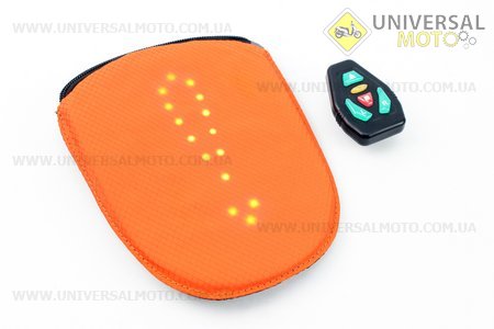 Рюкзак влагозащитный 5 литр., с диодным указателем направления, пульт дистанционного управления, Li-ion 4.2V 650mAh зарядка от USB, оранжевый. Китай (Велоэкипировка / UM4080-V16)