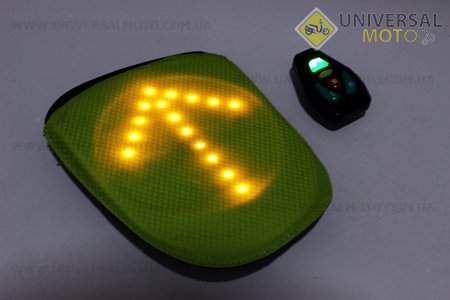 Рюкзак влагозащитный 5 литр., с диодным указателем направления, пульт дистанционного управления, Li-ion 3.7V 600mAh зарядка от USB, салатовый. Китай (Велоэкипировка / UM4080-V17)