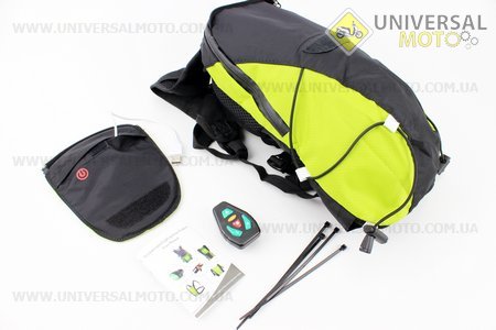 Рюкзак влагозащитный 5 литр., с диодным указателем направления, пульт дистанционного управления, Li-ion 3.7V 600mAh зарядка от USB, салатовый. Китай (Велоэкипировка / UM4080-V17)