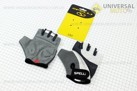 Перчатки без пальцев M-серо-белые, с гелевыми вставками под ладонь SCG-358