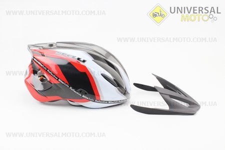 Шлем велосипедный L (59-65 см) съемный козырек, 10 вент. отверстия, системы регулировки по размеру Divider и Run System SRS, черно-бело-красный 4000. SPELLI (Велоэкипировка / UM4080-V32)