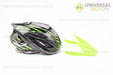 Шлем велосипедный M (55-61 см) съемный козырек, 18 вент. отверстия, системы регулировки по размеру Divider и Run System SRS, черно-зеленый SBH-5900. SPELLI (Велоэкипировка / UM4080-V47)