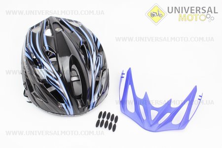 Шлем велосипедный M (55-61 см) съемный козырек, 18 вент. отверстия, системы регулировки по размеру Divider и Run System SRS, черно-синий SBH-5900. SPELLI (Велоэкипировка / UM4080-V49)