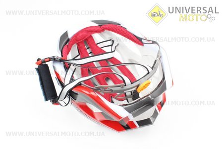 Шлем велосипедный L (59-65 см) съемный козырек, 16 вент. отверстия, системы регулировки по размеру Divider и Run System SRS, черно-бело-красный 5500. SPELLI (Велоэкипировка / UM4080-V52)