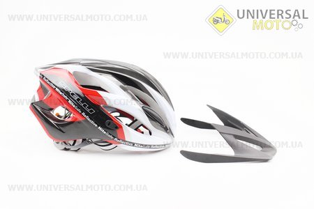 Шлем велосипедный M (55-61 см) съемный козырек, 16 вент. отверстия, системы регулировки по размеру Divider и Run System SRS, черно-бело-красный 5500. SPELLI (Велоэкипировка / UM4080-V56)