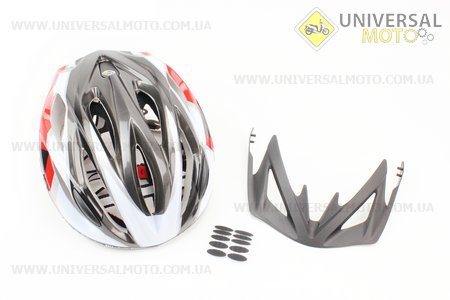 Шлем велосипедный M (55-61 см) съемный козырек, 16 вент. отверстия, системы регулировки по размеру Divider и Run System SRS, черно-бело-красный 5500. SPELLI (Велоэкипировка / UM4080-V56)