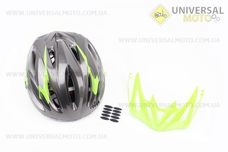 Шлем велосипедный M (55-61 см) съемный козырек, 16 вент. отверстия, системы регулировки по размеру Divider и Run System SRS, черно-зеленый SBH-5500. SPELLI (Велоэкипировка / UM4080-V57)