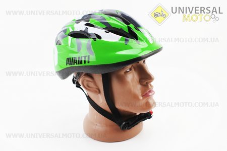 Шолом велосипедний дитячий, 12 вент. отворів, системи регулювання за розміром Divider та Run System SRS, зелений "КАМУФЛЯЖ" AV-021. AVANTI (Велоекіпировка / UM4080-V59)