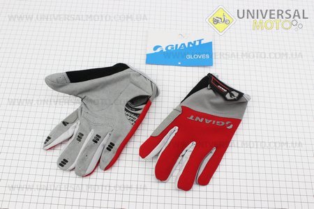 Перчатки длинной серо-красные, с мягкими вставками под ладонь "GIANT". Китай (Велоэкипировка / UM4080-V74)