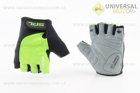 Перчатки без пальців S з гелевими вставками під долоню, чорно-салатові SBG-1457. SPELLI (Велоекіпировка / UM4080-V81)